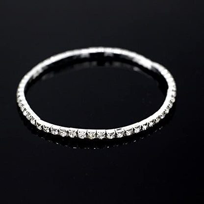 Fesciory Heart Rhinestone Ankle Bracelets for Women, Adjustable Silver Plated Shiny Tennis Anklets, Twinkle Cubic Zircon Imitation Diamond Anklet Foot Chain Jewelry Gifts - color: Single Row Rhinestone