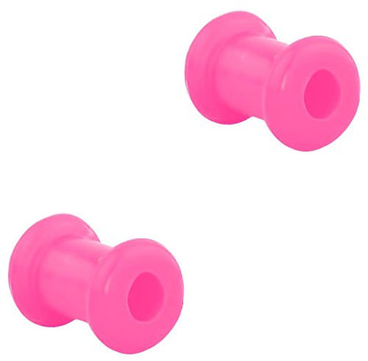 Forbidden Body Jewelry Set of 4G Ultra Soft Comfort Fit Silicone Ear Gauges, 4 Gauge 5mm Flat Double Flared Tunnel Plug Earrings - style: 5mm (4G) Pink