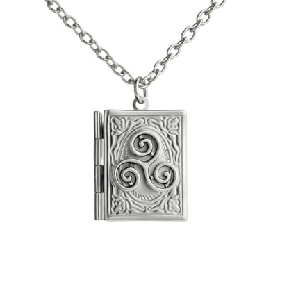 Photo Book Locket Necklace for Women Charm Choker Pendants that Holds Pictures Memorial Jewelry - color: Triskele