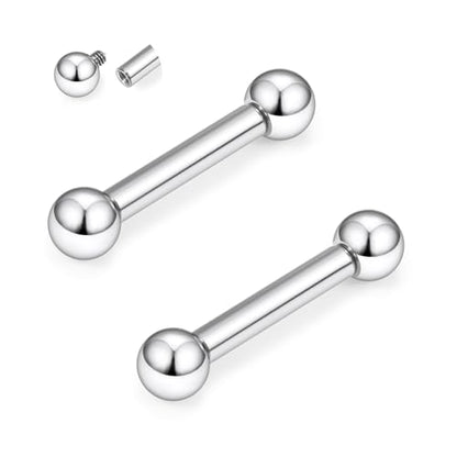 2G 4G 6G 8G 10G 12G 14G 16G Astm F136 Titanium Internally Threaded Nipple Tongue Rings Piercing Jewelry Industrial Straight Barbell Tongue Nipple Ring Bridge Piercing Jewelry For Women Men - size: 10 Gauge-16MM