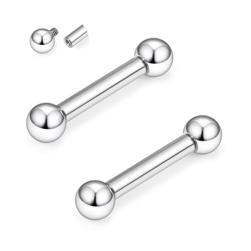 2G 4G 6G 8G 10G 12G 14G 16G Astm F136 Titanium Internally Threaded Nipple Tongue Rings Piercing Jewelry Industrial Straight Barbell Tongue Nipple Ring Bridge Piercing Jewelry For Women Men - size: 12 Gauge-16MM