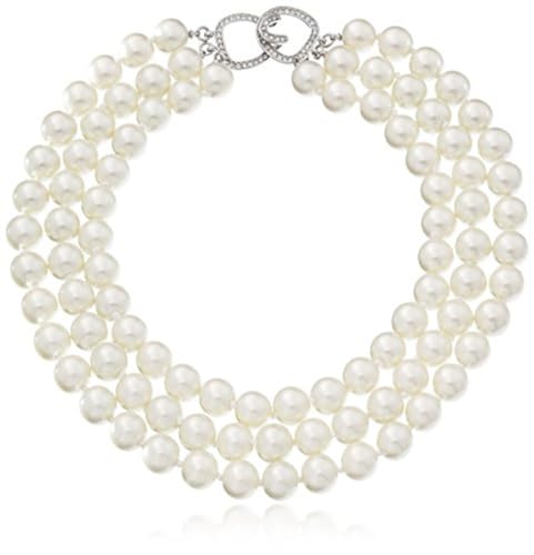 Kenneth Jay Lane Pearl Necklaces Worn By First Ladies - style: Barbara Bush (Silver Clasp)
