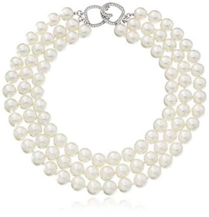 Kenneth Jay Lane Pearl Necklaces Worn By First Ladies - style: Barbara Bush (Silver Clasp)