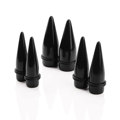 2 Pairs Black Acrylic Ear Tapers and 316L Stainless Steel Tunnels Plugs Gauges Ear Stretching Kit - color: Gauge: 1" (25mm)