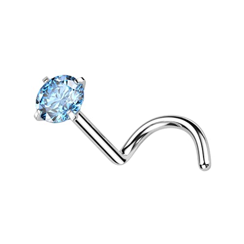 Satix 4-11PCS 18G 20G Implant Grade Titanium Nose Screw Rings Prong Settings 2mm CZ Nose Screw Studs Ring Nostril Piercing Jewelry For Women - style: 18 Gauge - 8PCS