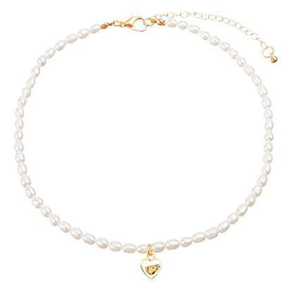 wgoud Natural Freshwater Pearl Choker Necklace for Women, Trendy 14K Gold Plated Pearl Necklaces Handmade Jewelry Gift - color: Necklace K