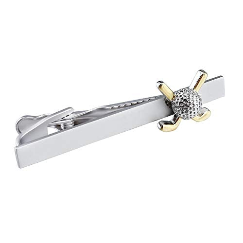 HAWSON Metal Cufflinks and Tie Clip Set for Men Novelty Cuff Links and Tie Bar Gifts for Wedding Level,Football, Musical Symbols Designs - color: Golf + Golf Club