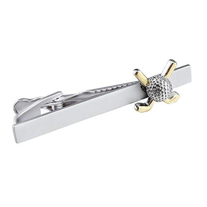 HAWSON Metal Cufflinks and Tie Clip Set for Men Novelty Cuff Links and Tie Bar Gifts for Wedding Level,Football, Musical Symbols Designs - color: Golf + Golf Club