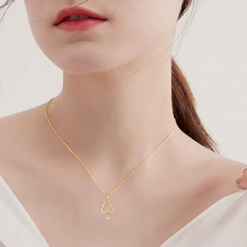 KECHO 14k Gold Heart Necklace Fine Gold Heart Pendant Necklace Jewelry Birthday Christmas Gifts for Her Women Girls Girlfriend Wife