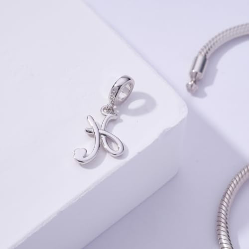 Letter Charms for Pandora Bracelets 925 Sterling Silver Alphabet Initial Charms Bead Jewelry Gift for Women - style: Initial H