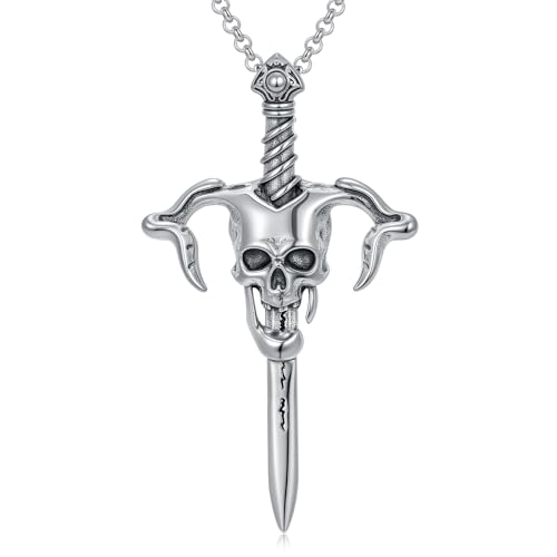 Sterling Silver Halloween Necklace Gothic Jewelry Gifts for Women Men - style: Skull Sword
