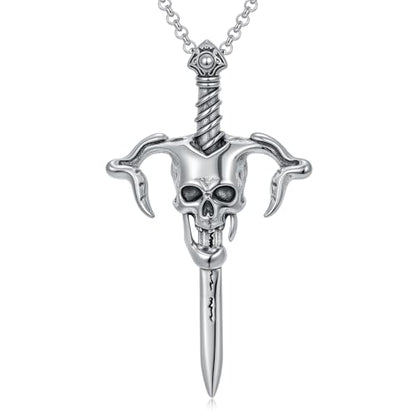 Sterling Silver Halloween Necklace Gothic Jewelry Gifts for Women Men - style: Skull Sword