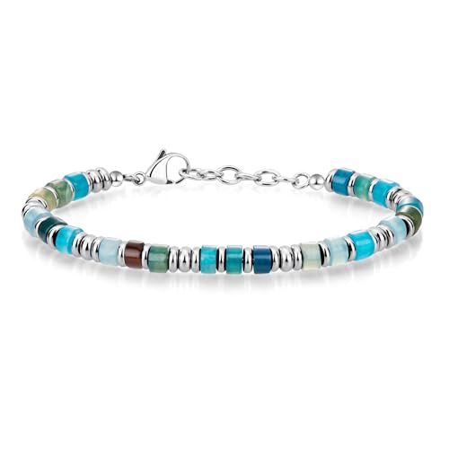 SIUMAL Mens Bracelet, Boho Stainless Steel Bracelets for Men, Beaded Bracelets, Jewelry Gifts for Husband, Father, Friends - color: Camouflage Blue