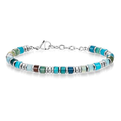 SIUMAL Mens Bracelet, Boho Stainless Steel Bracelets for Men, Beaded Bracelets, Jewelry Gifts for Husband, Father, Friends - color: Camouflage Blue