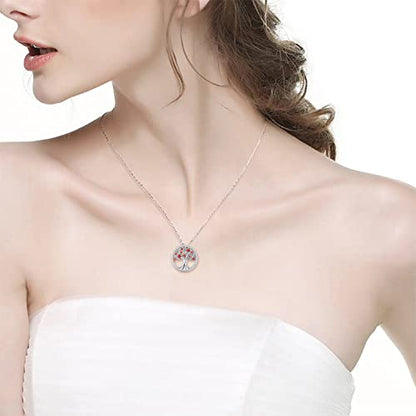 Tree of Life Necklace for Women Birthday Gifts for Wife Mom August September Birthstones Peridot Blue Sapphire and More Stonese Jewelry Sterling Silver