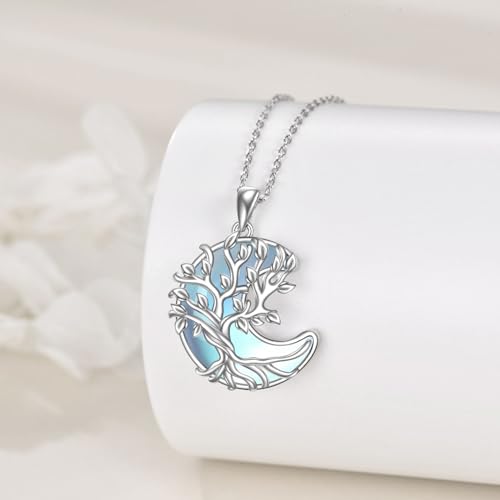 YAFEINI 925 Sterling Silver Moonstone Necklace Filigree Teardrop Pendant Necklace Jewelry for Women Girls - color: VV-Tree of Life Moon Moonstone
