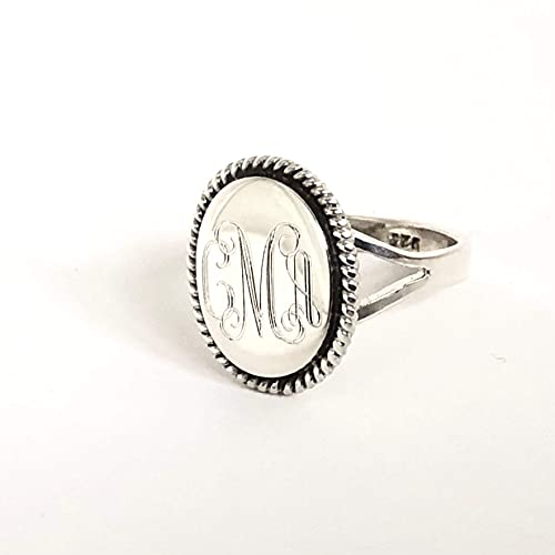The Personal Exchange Nautical Rope Monogram Oval Sterling Silver Ring