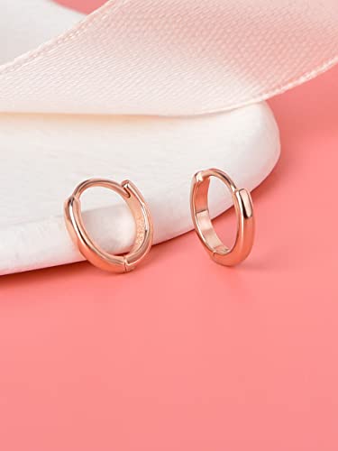 Mini Tiny Huggie Hoop Earrings Top Upper Ear Cartilage Forward Helix Cuff Plain Simple 925 Sterling Silver Gold 9mm 8mm 7mm 6mm 5mm Hoop Earrings - color: Rose Gold-8mm