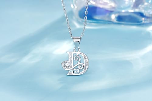 S925 Sterling Silver Initial Letter Necklaces for Women Dainty Letter Chain Necklace for Women Personalized Jewelry Gifts - style: D
