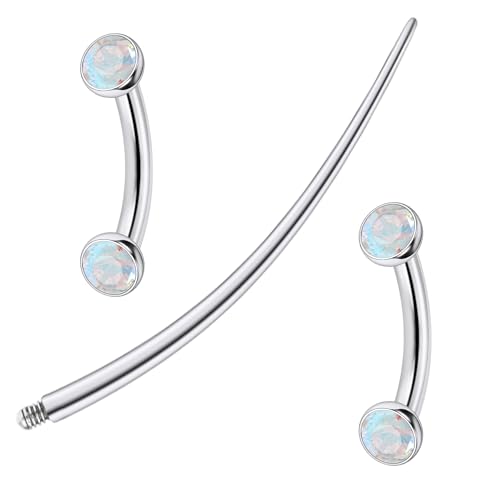 F136 Titanium 16g 6/8/10mm Eyebrow/Rook/Snug/Vertical-Labret/VCH/Snake-Eyes/Anti-Tragus/Christina/Daith/Belly-Button/Bridge/Hood/Surface Curved Barbell Piercing Jewelry for Women Men - color: AB, size: 6 mm (1/4 in)