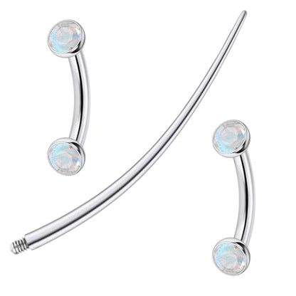 F136 Titanium 16g 6/8/10mm Eyebrow/Rook/Snug/Vertical-Labret/VCH/Snake-Eyes/Anti-Tragus/Christina/Daith/Belly-Button/Bridge/Hood/Surface Curved Barbell Piercing Jewelry for Women Men - color: AB, size: 6 mm (1/4 in)