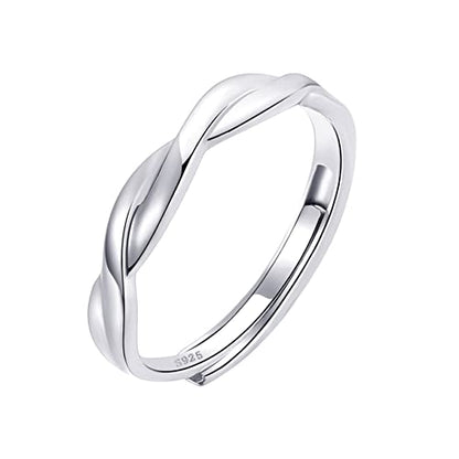 OOOPEL Sterling Silver Adjustable Ring S925 Silver Rings for Women Cubic Zirconia Twist Love Knot Dainty Ring Silver Minimalist Open Finger Rings Silver Thumb Sterling Silver Ring - color: cross ring