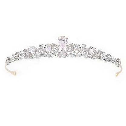 JWICOS Silver Crystal Queen Tiara and Crown for Women and Brides Fairytale Rhinestones Wedding Tiara Crown Hair Accessories for Brides - color: Silver