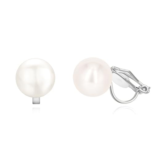 YOQUCOL Simulated Freshwater Pearl Clip On Earrings Not Pierced Elegant Stud Jewelry For Women - color: 8MM-White