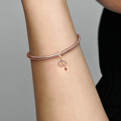 Bow Royal Crown Married Couple Wine Bottle Lock Key Arrow Heart Dangle Charm Bead for Pandora Bracelet … - style: Rose Gold Crown