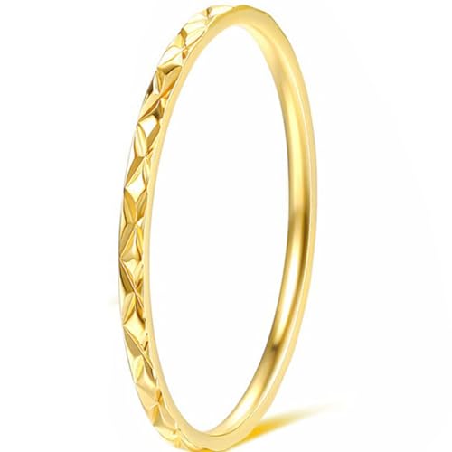 Jude Jewelers 1mm Stainless Steel Rhombic Faced Classic Plain Stackable Wedding Band Ring - color: Gold