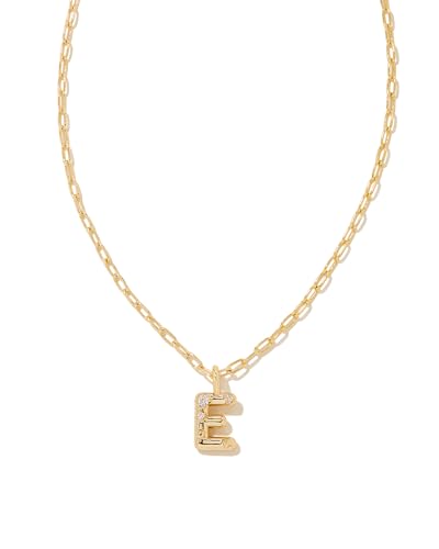 Kendra Scott Crystal Letter Short Pendant Necklace, Fashion Jewelry for Women - color: Letter E (GOLD-PLATED)