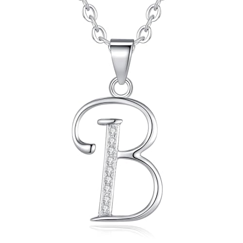 VIKI LYNN Dainty Initial Letter Pendant Necklace for Women | Cubic Zirconia Initial Jewelry, Personalized Letter Necklace, Dainty Women Jewelry, Birthday Gift Idea for Her, Mom and Wife - color: Silver, style: Silver-B