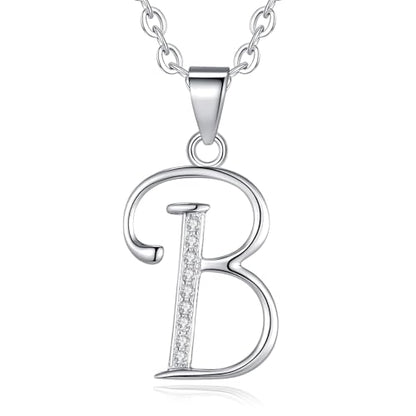 VIKI LYNN Dainty Initial Letter Pendant Necklace for Women | Cubic Zirconia Initial Jewelry, Personalized Letter Necklace, Dainty Women Jewelry, Birthday Gift Idea for Her, Mom and Wife - color: Silver, style: Silver-B