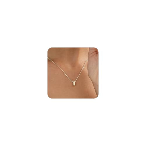 14K Gold Plated Bubble Letter Necklace, Tarnish Free and Waterproof Dainty Initial Necklace for Women, Trendy Personalized Gold Jewelry Gift for Her - color: Gold, style: I