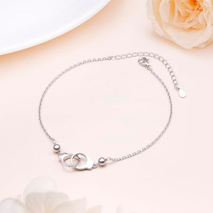 Anklet for Women S925 Sterling Silver Adjustable Foot Plus Ankle Bracelet - style: Handcuffs
