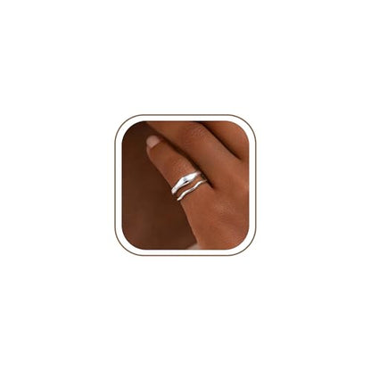 Gold Rings for Women Men Non Tarnish, Waterproof Chunky 14K Gold Plated Dainty Stackable Rings Trendy Statement Pinky Thumb Rings Engagement Eternity Wedding Band Ring Stacking Gold Jewelry Size 3 4 5 6 7 8 9 10 11 - color: Silver, size: 3.5