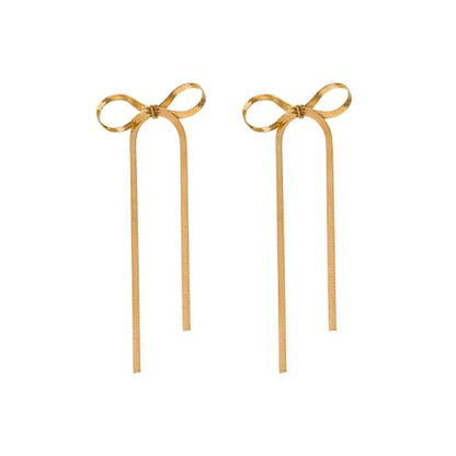 Luxval Rhinestone Earrings Dangling for Women Sparkly Silver Dangle Earrings Girls Long Chandelier Earrings Tassel Lightweight Ear Studs Cubic Zirconia Crystal Statement - color: Gold-Rope Bow