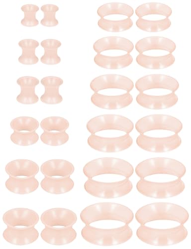 6G-25mm Thin & Thick Silicone Ear Gauges Stretching Kit Flexible Tunnels Plugs for Ear Expander Gauge Earlets Plug Set Gauges Kit - style: Skin Color-Mix Size-10G-20mm