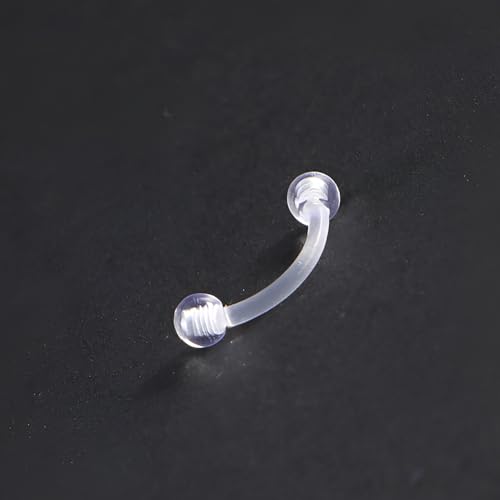 Clear Tongue Barbell Piercing Set for Women Men 16 G Acrylic Hypoallergenic Belly Button Ring Kit Plastic Cute Nipple Rings Long Piercings Retainers Bars Jewelry Body Jewellery 6 pcs Size 6-16 MM