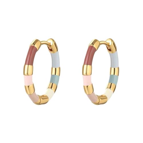 Milan Chiva 14K Gold Plated Small Huggie Dangle Earrings | Lightweight Trendy Heart Dainty Jewelry Hypoallergenic Chunky Gold Hoops Earrings Jewelry Mothers Day Gift for Women - color: E-Gold