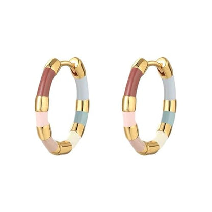 Milan Chiva 14K Gold Plated Small Huggie Dangle Earrings | Lightweight Trendy Heart Dainty Jewelry Hypoallergenic Chunky Gold Hoops Earrings Jewelry Mothers Day Gift for Women - color: E-Gold