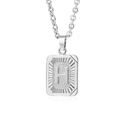 Glimmerst Initial Pendant Necklace 18K Gold Plated Stainless Steel Letter Necklace Personalizd Name Necklace for Women - style: Silver H