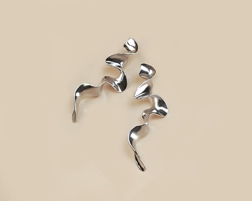 Big Silver Plated Spiral Dressy Fashion Geometric Statement Earrings for Women by SNGIA, Large Chunky Trendy Vintage Drop Dangle Boho Earrings Jewelry Gifts. - style: Silver Plated