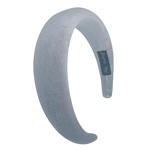 velvet padded headband wide puffy headbands for women girls vintage sponge hair band trendy and cute hair accessories (Silver) - color: Silver