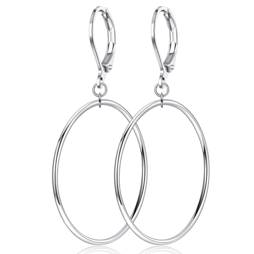 Silver Large Big Circle Hoop Dangle Earrings for Women Hypoallergenic - style: Silver 60mm