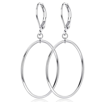 Silver Large Big Circle Hoop Dangle Earrings for Women Hypoallergenic - style: Silver 60mm