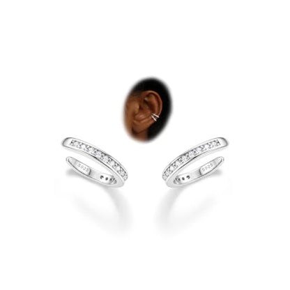 Subiceto 925 Sterling Silver Ear Cuffs Non Piercing - Adjustable Hypoallergenic 14K Gold Plated Clip On Earrings for Women Cubic Zirconia Silver Ear Cuff Helix Cartilage Fake Piercing - color: 06 Simple CZ Silver Tone