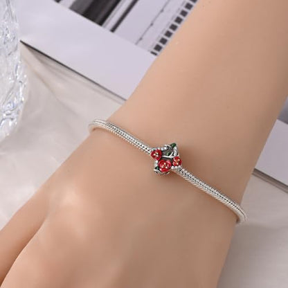 KUNSIR Charms Beads fits Pandora Charm bracelets for Woman 925 Sterling Silver Dangle Pendant Bead Jewelry Beads Gifts Happy Birthday Charms for Women Bracelet&Necklace - style: Dark Rose Beads