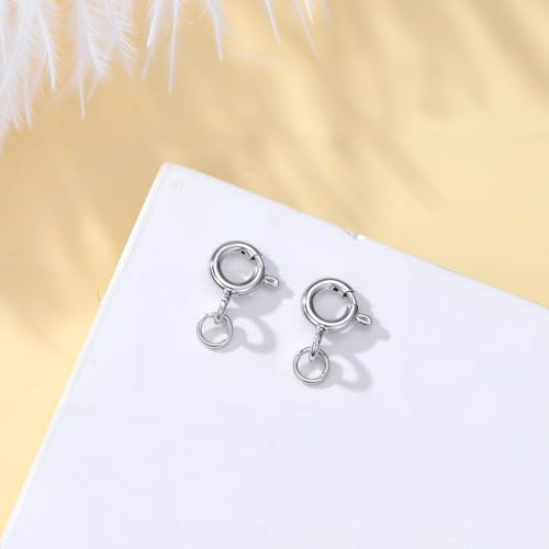 925 Sterling Silver Lobster Clasp for DIY Necklace Bracelet Jewelry Making, Double Spring Clasp with Closed Jump Rings, Necklace Extender Clasp Connector Bracelet Extension (Style 2) - style: Style 2