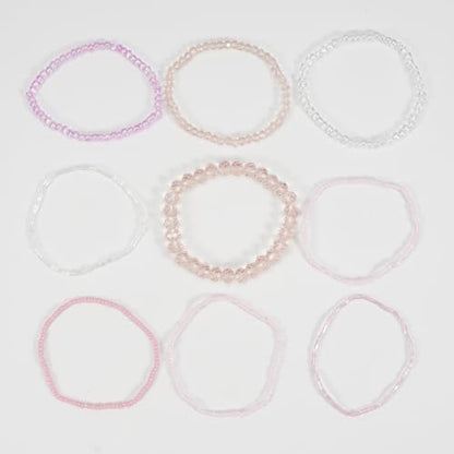 Bohemian Colorful Crystal Glass Beads Seed Beaded Bracelet Handmade Adjustable Stackable Elastic Strand Bangle for Women Summer Beach Hawaii Boho Wristbands Jewelry - color: clear pink
